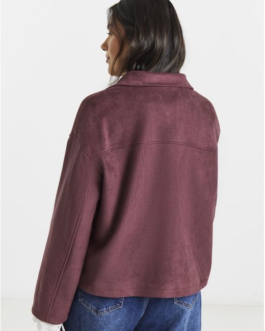 Simply Be Red Suedette Pocket Shacket