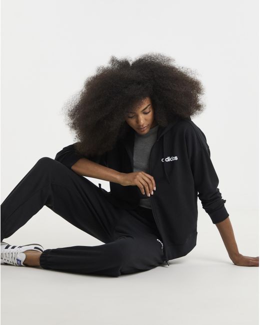 Adidas Black Linear French Terry Hoodie