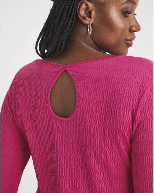 Simply Be Pink Long Sleeve Textured Jersey Midi Dress