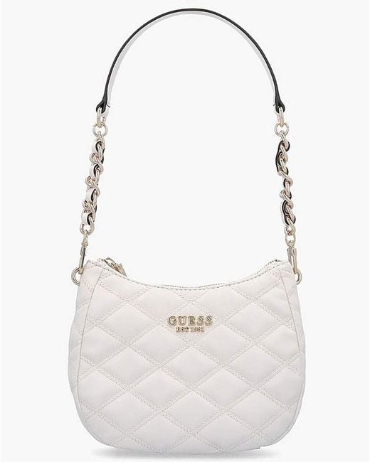 Guess White Tamsin Quilted Top Zip Shoulder