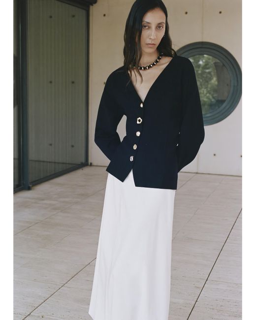 Mango Blue Jacket With Interest Button Detail