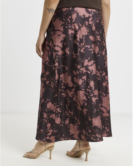 Simply Be Brown Speckle Print Satin Maxi Skirt