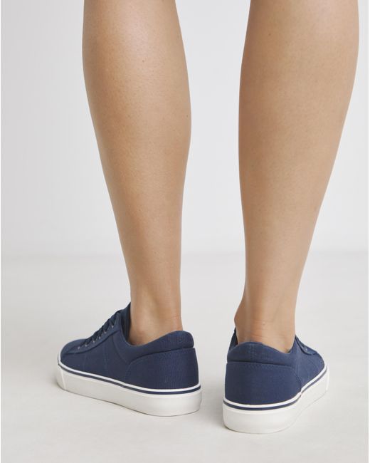 Simply Be Blue Lace Up Canvas Trainer Extra Wide