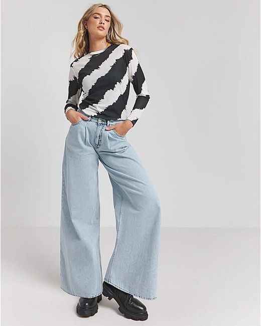 Simply Be Blue Print Mesh Top