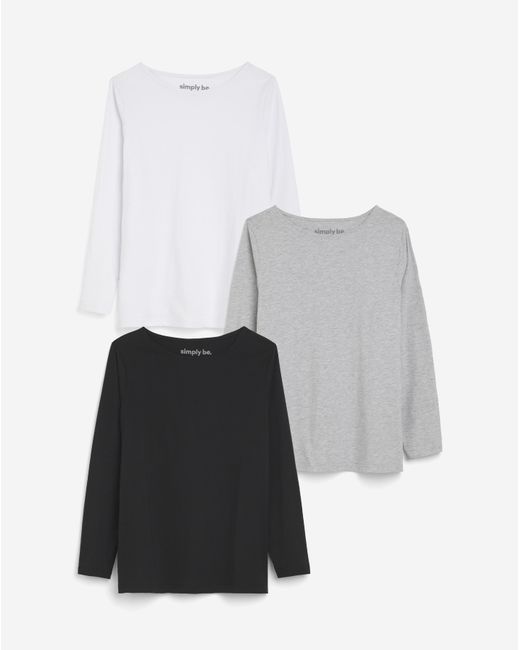 Simply Be White Pack Of 3 Slash Neck Tops