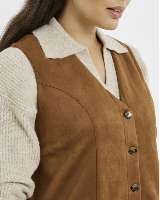 Simply Be Brown Suedette Button Through Dress