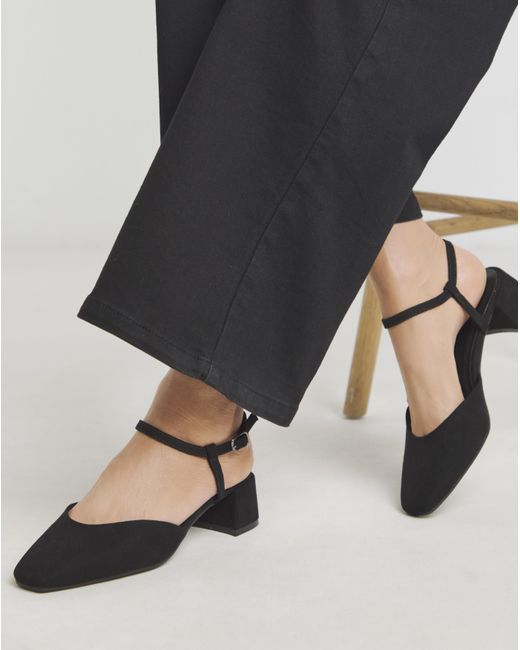 JD Williams Black Two Part Heeled Shoes Ex Wide