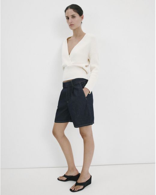 Mango Multicolor Mid- Rise Denim Bermuda Shorts