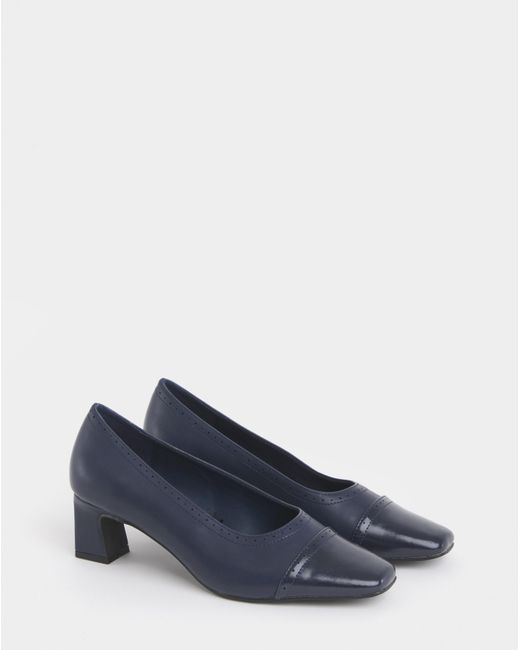 JD Williams Blue Flared Block Heel Shoes Ex Wide