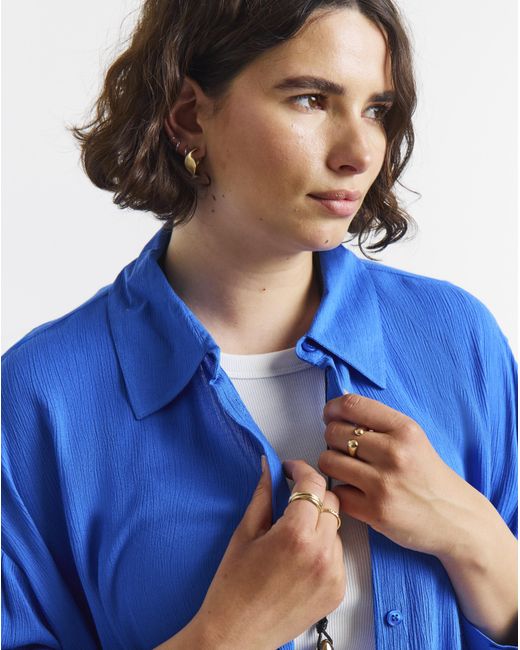 Simply Be Blue Oversized Crinkle Shirt
