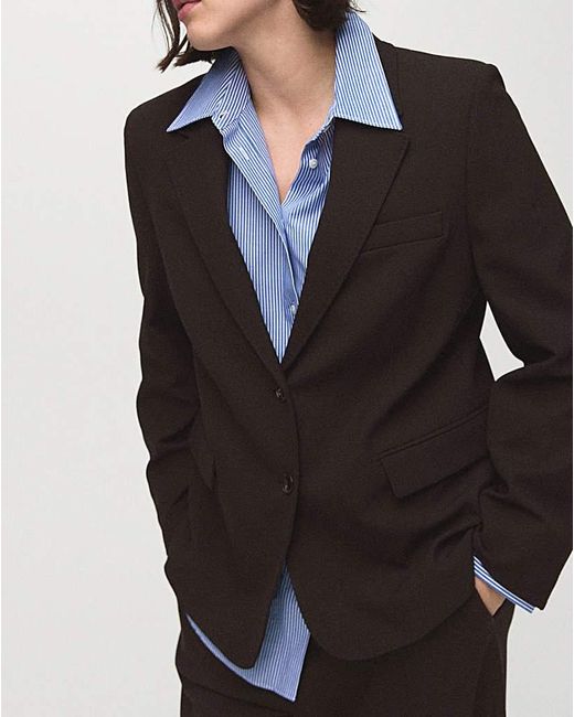 Mango Blue Straight-Fit Suit Blazer