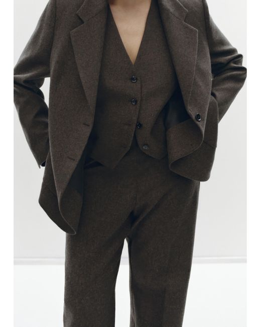 Mango Brown Speckled Wool Suit Blazer