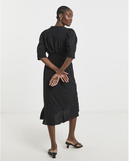 Simply Be White Ruffle Front Wrap Midi Dress