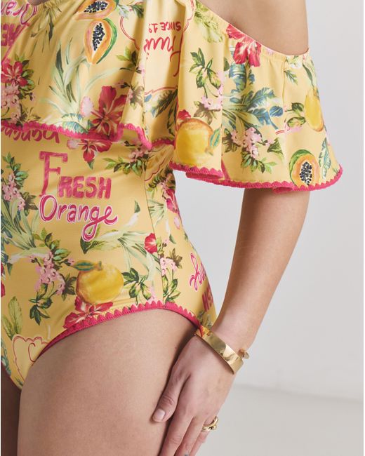 Figleaves Yellow Bardot Swimsuit