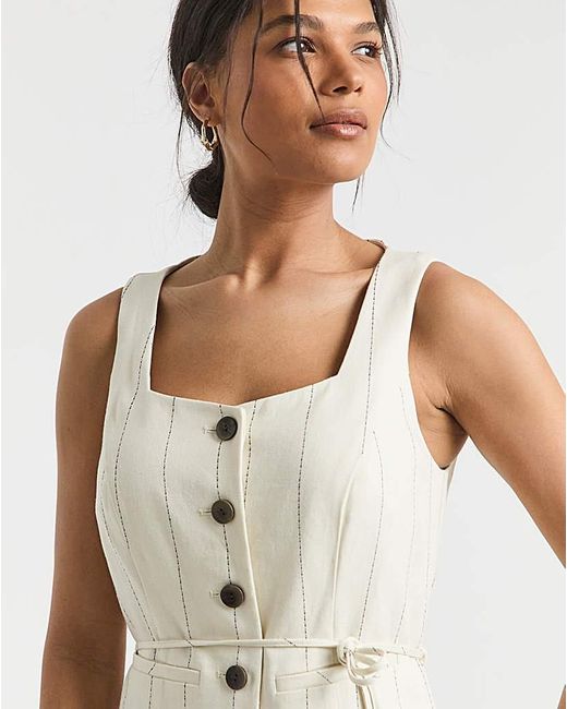 Simply Be Blue Linen Look Tailored Dress