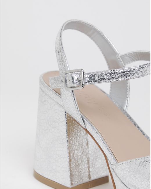 Simply Be Blue Platform Heels Ex Wide Fit