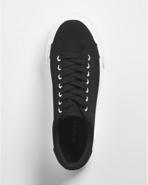 Simply Be Black Canvas Trainer Chunky Ribbed Sole Wide