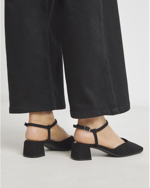 JD Williams Black Two Part Heeled Shoes Ex Wide