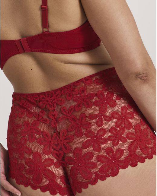 Pretty Secrets Red 2 Pack Daisy Lace Shorts