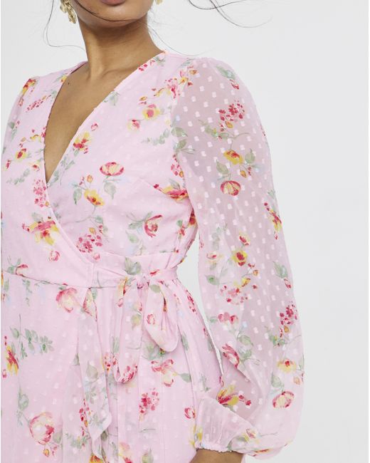 Vila Pink L/S Ankle Wrap Dress