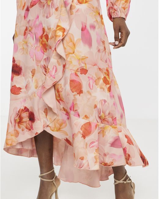 Flounce London Red Wrap Midaxi Dress