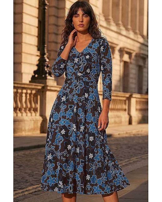 Roman Blue Roman Floral Puff Print Cross Dress