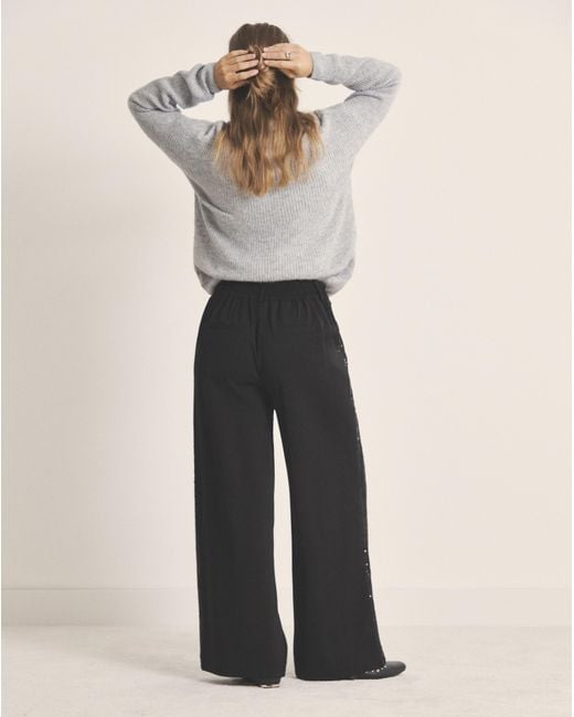 Simply Be White Side Stripe Wide Leg Trousers