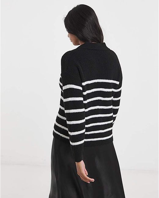 Simply Be Black V-Neck Collared Jumper