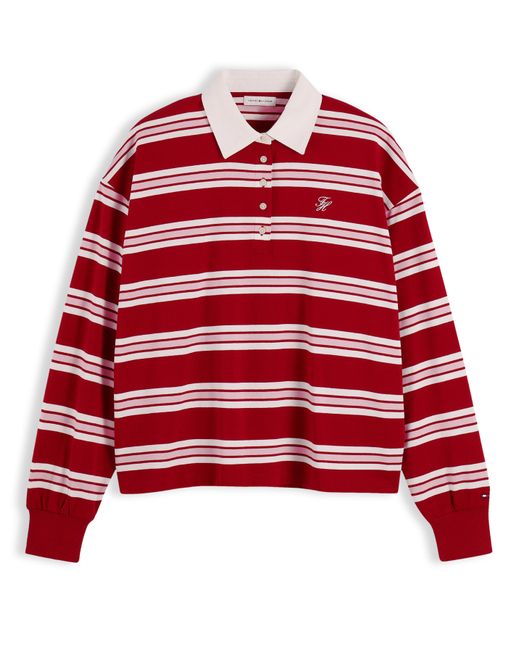 Tommy Hilfiger Red Rugby Polo Sweatshirt