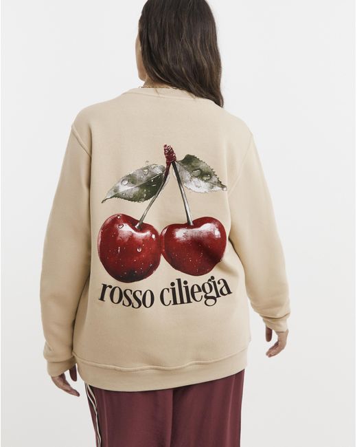 Simply Be Red Cherry Back Graphic Sweatshirt