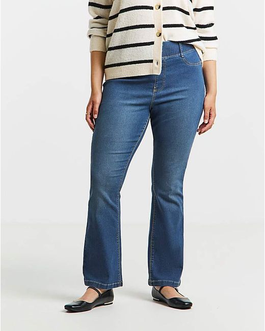 Simply Be Blue Flared Pull On Jeggings