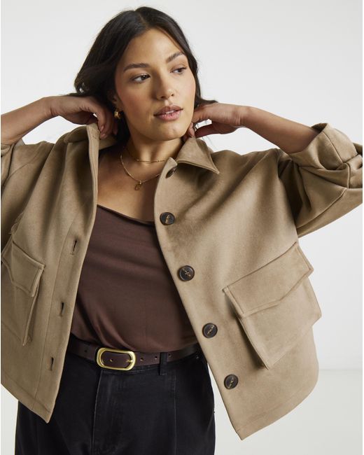 Simply Be Blue Suedette Pocket Shacket