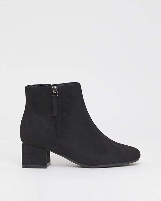 JD Williams Black Low Block Heel Boot With Zip Wide