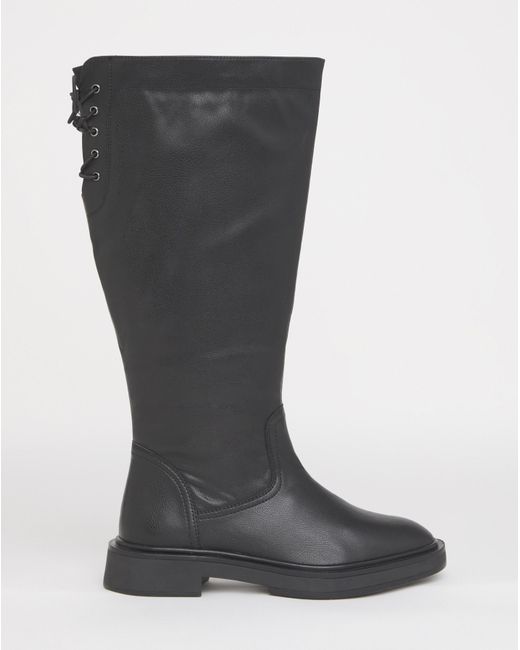 Simply Be Black Lace Back Riding Boot Ex Wide Sc