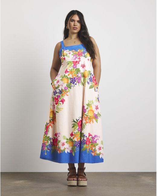 Joanna Hope White Printed Cotton Prom Dress