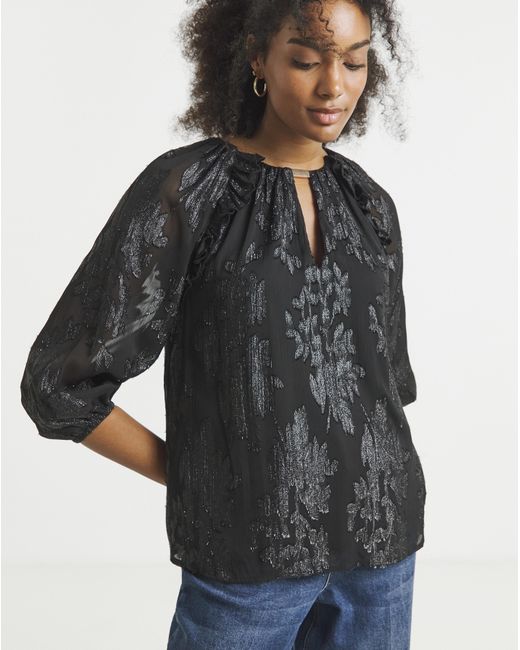 Joanna Hope Gray Lurex Blouse