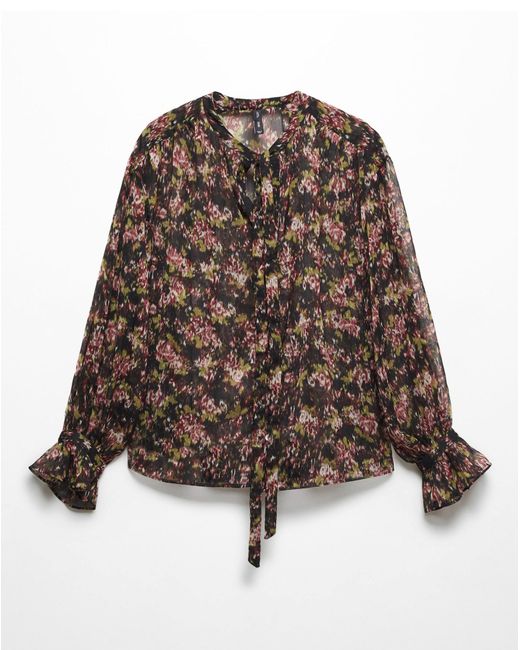 Mango Multicolor Semi- Transparent Flowy Blouse