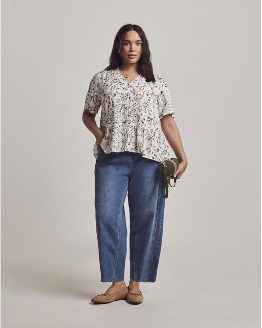 Julipa Brown Printed Button Down Peplum Blouse