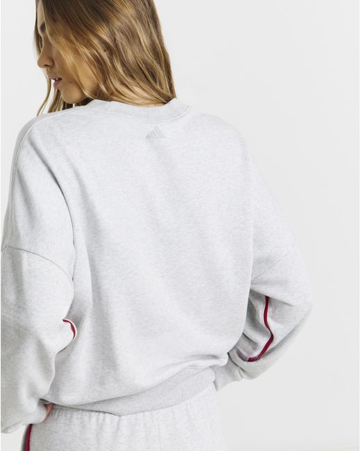 Adidas White Contrast Stripe Sweatshirt