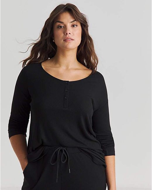 Pretty Secrets Black Slouchy Ribbed Lounge Set