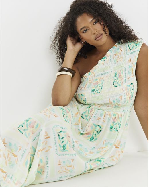 Native Youth Green Shirred Midaxi Dress