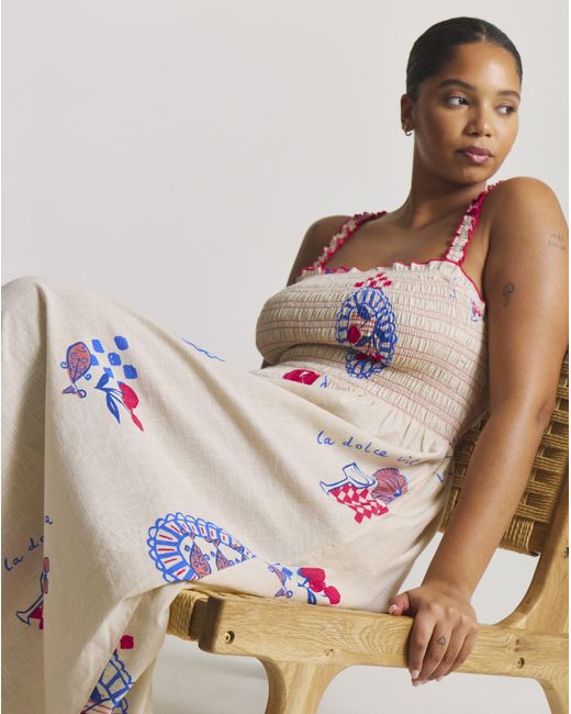 Simply Be Multicolor Dolce Vita Shirred Maxi Beach Dress