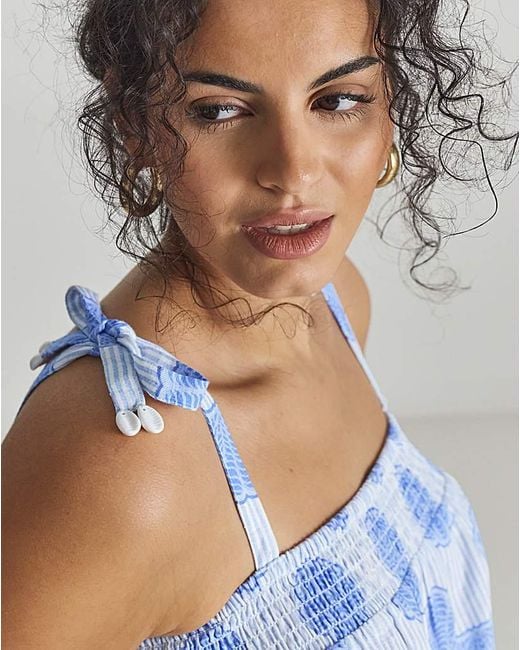 MAGISCULPT Blue Shell Print Playsuit
