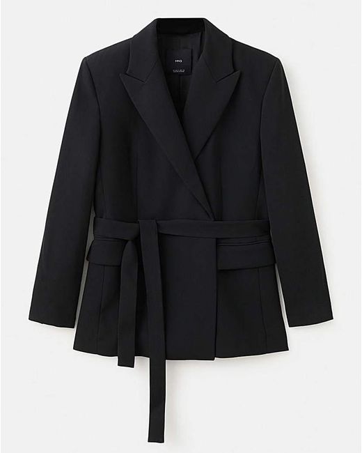 Mango Black Fitted Blazer With Belt