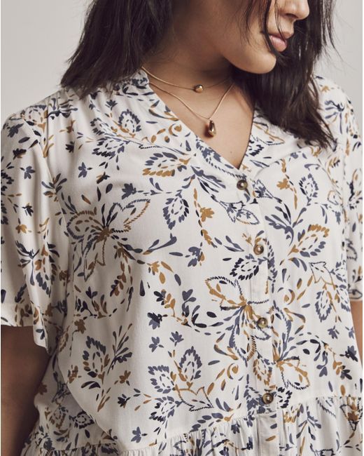 Julipa Brown Printed Button Down Peplum Blouse