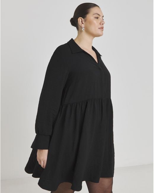 Simply Be Black Herringbone Smock Dress