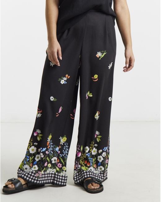 Simply Be Blue Fruit & Veg Print Trouser