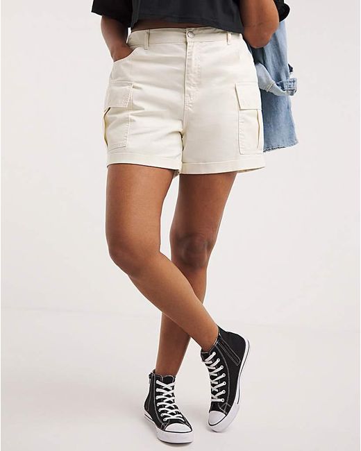 Simply Be White Cargo Utility Shorts