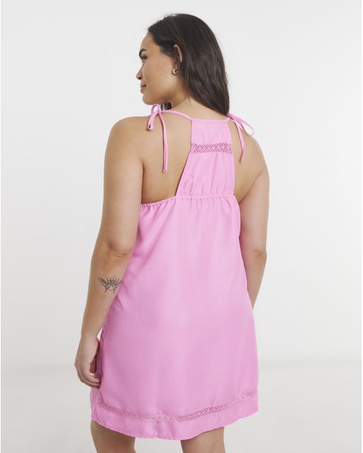 Simply Be Pink Nightie With Crochet Trim