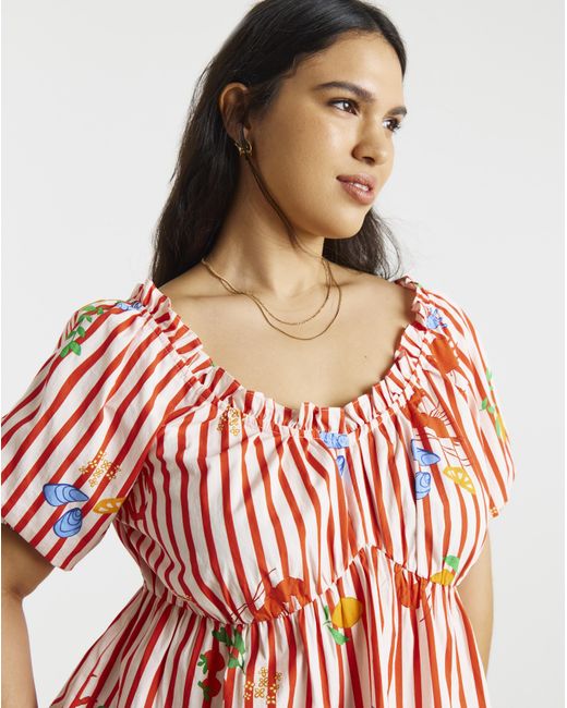 Simply Be Red Puff Sleeve Top